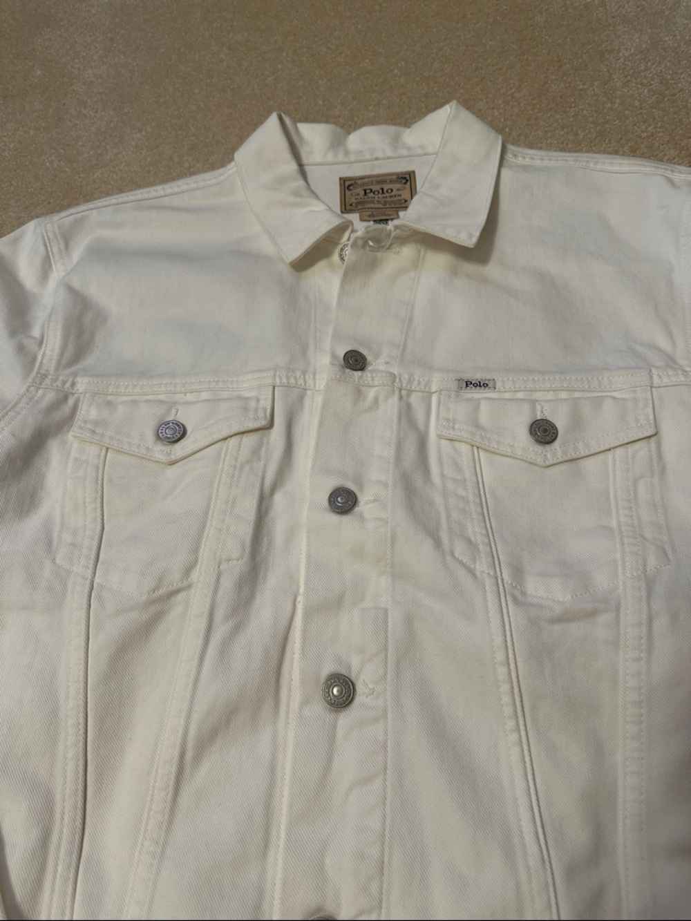Polo by Ralph Lauren Men's White Denim Trucker Jacket Size XL - Picture 4 of 11